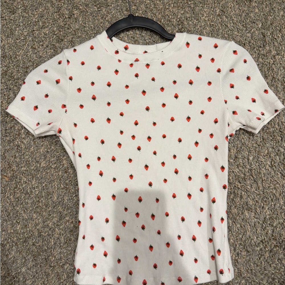 SKIMS White T-Shirt with strawberries